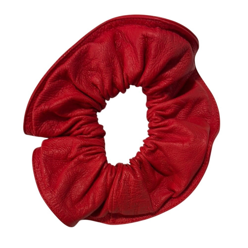 Rag & Bone Lambskin Leather Scrunchie Red Womens OS Pebbled Accessory